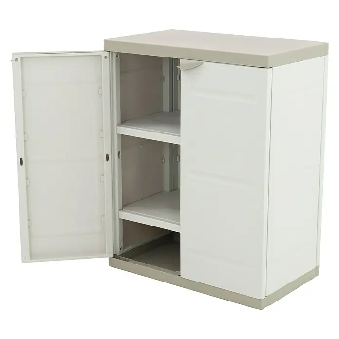 Plastiken Titanium Armario de PVC bajo - L x An x Al: 44 x 70 x 88 cm, Capacidad de carga: 20 kg/balda, Beige - Vista angular