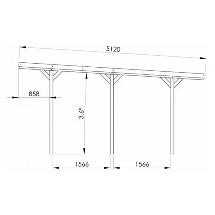 Forest-Style Carport Jean - L x An: 511 x 304 cm - Dibujo técnico