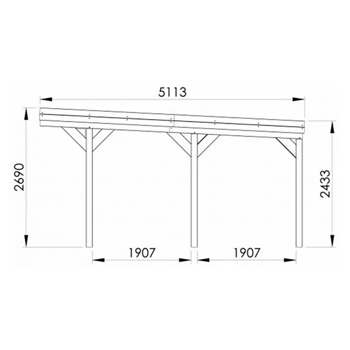 Forest-Style Carport doble Victor - L x An: 604 x 511 cm - Dibujo técnico