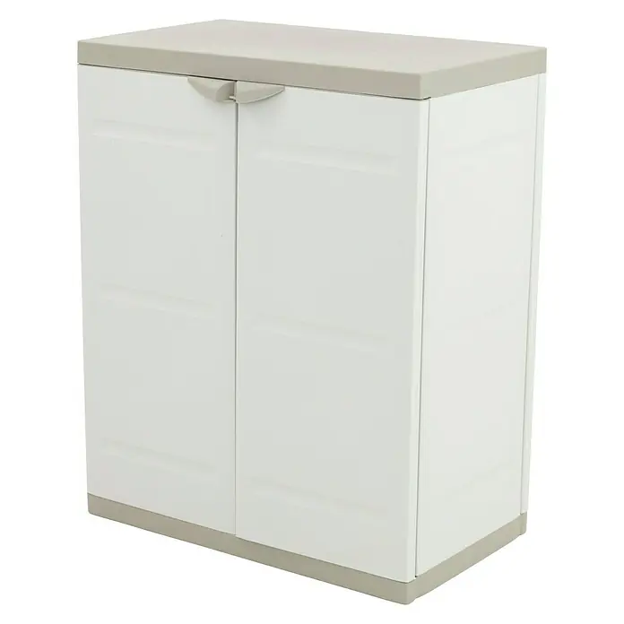 Plastiken Titanium Armario de PVC bajo - L x An x Al: 44 x 70 x 88 cm, Capacidad de carga: 20 kg/balda, Beige - Vista angular