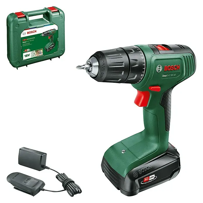 Bosch 18 V Power for All Akku-Bohrschrauber EasyDrill 18V-40 - 18 V, 1 Akku, 2 Ah, Leerlaufdrehzahl: 430 U/min - 1.630 U/min - Diagonale Ansicht