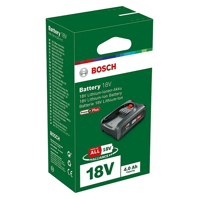 Bosch 18 V Power for All Akku PBA Power Plus - 18 V, 4 Ah - Diagonale Ansicht