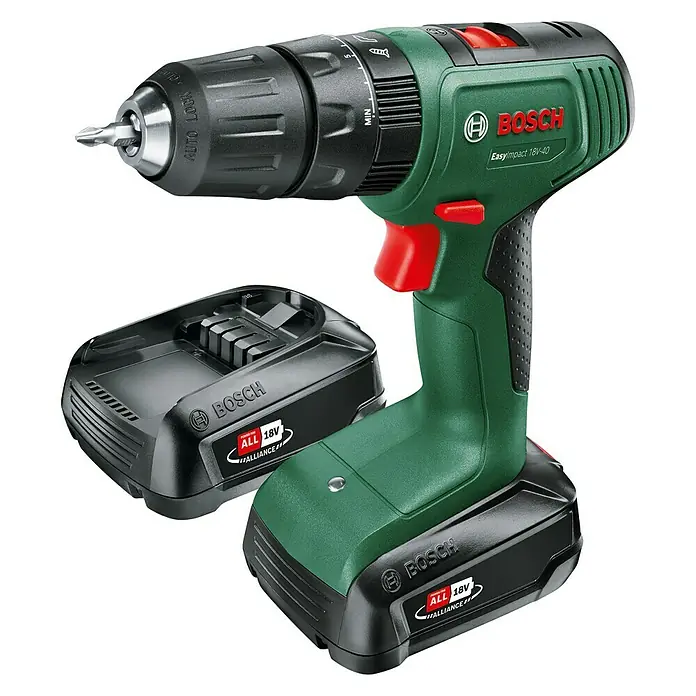 Bosch 18 V Power for All Akku-Schlagbohrschrauber EasyImpact 18V-40 - 18 V, 2 Akkus, Leerlaufdrehzahl: 430 U/min - 1.630 U/min, 2 Ah - Diagonale Ansicht