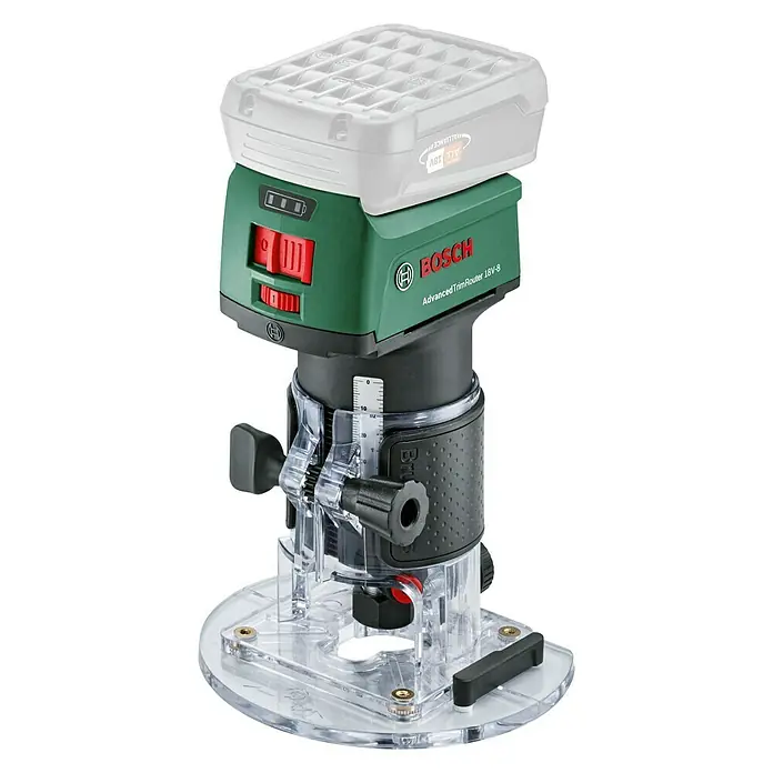 Bosch 18 V Power for All Akku-Kantenfräser AdvancedTrimRouter 18V-8 - 18 V, Ohne Akku, Leerlaufdrehzahl: 10.000 U/min - 30.000 U/min - Diagonale Ansicht