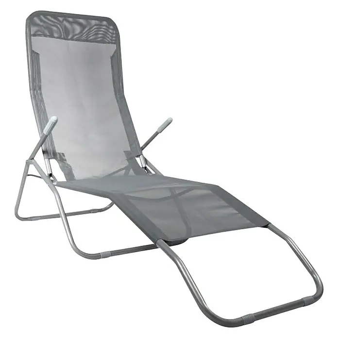 Sunfun Ležaljka za sunčanje Marissa - Tekstil, Čelik, Sive boje, D x Š x V: 137 x 63 x 103 cm - Dijagonalni pogled
