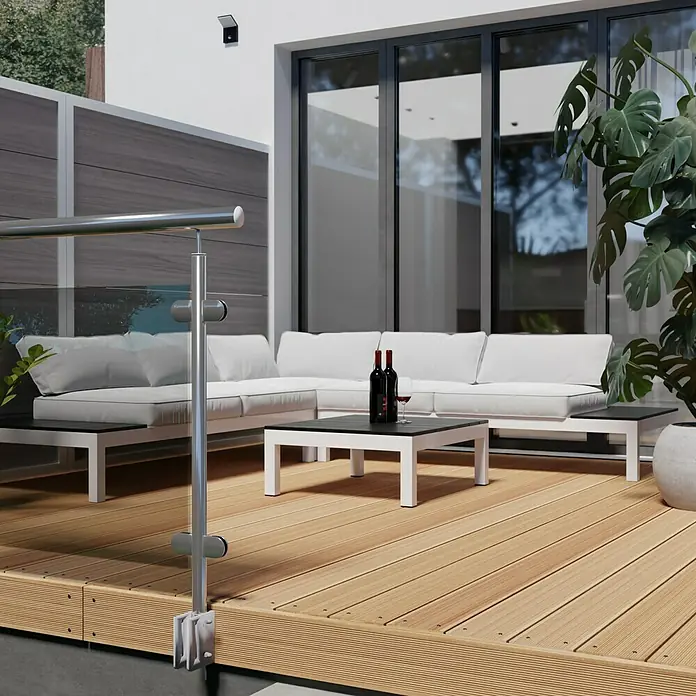 Terrassendiele - 300 x 14,3 x 2,7 cm, Lärche, Beidseitig geriffelt - Stimmungsaufnahme