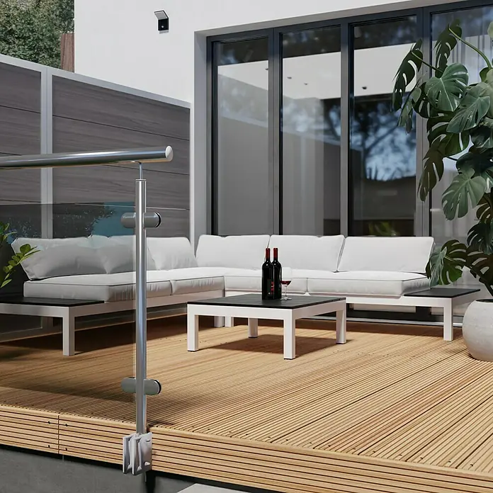 Terrassendiele - 200 x 14,3 x 2,7 cm, Lärche, Beidseitig geriffelt - Stimmungsaufnahme