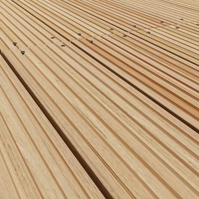 Terrassendiele - 200 x 14,3 x 2,7 cm, Lärche, Beidseitig geriffelt - Stimmungsaufnahme