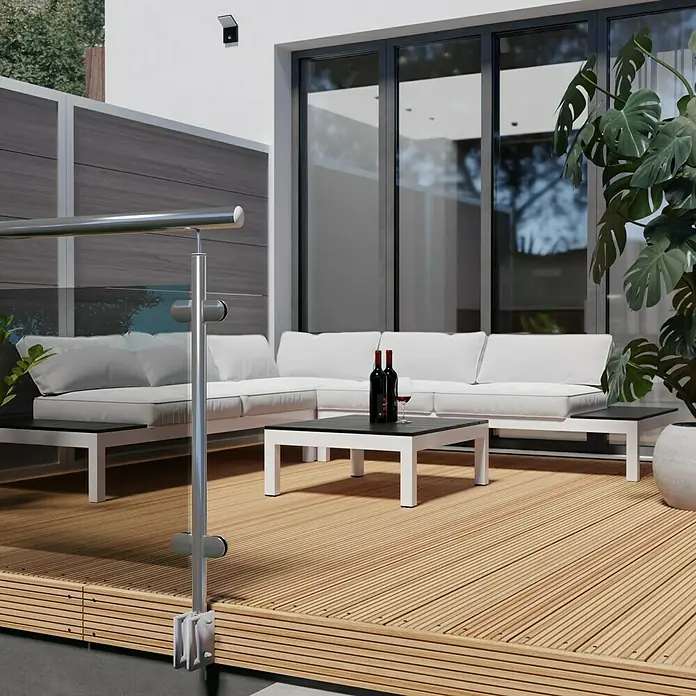 Terrassendiele - 300 x 14,3 x 2,7 cm, Lärche, Beidseitig geriffelt - Stimmungsaufnahme
