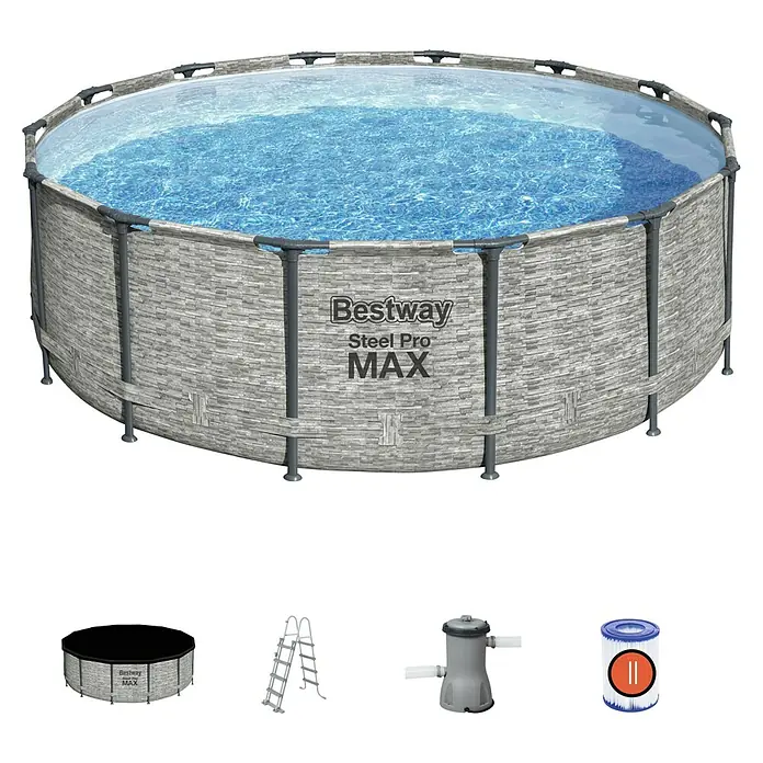 Bestway Bazen Steel Pro MAX - 15.232 l, Sive boje, Ø x V: 427 x 122 cm - Skica