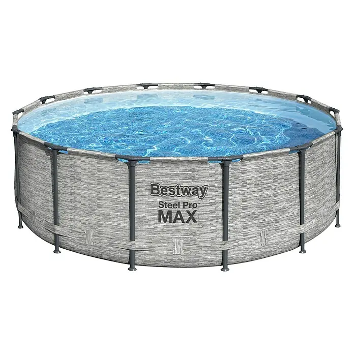Bestway Bazen Steel Pro MAX - 15.232 l, Sive boje, Ø x V: 427 x 122 cm - Dijagonalni pogled