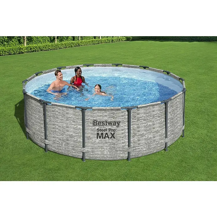 Bestway Bazen Steel Pro MAX - 15.232 l, Sive boje, Ø x V: 427 x 122 cm - Proizvod u upotrebi