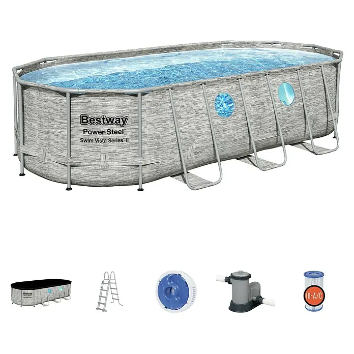 Bestway Bazen sa priborom Power Steel Svim Vista - 549 x 274 x 122 mm, 13.430 l - Skica