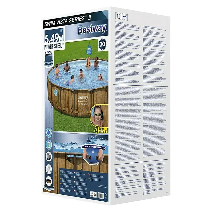 Bestway Bazen sa priborom Power Steel Swim Vista - Ø x V: 549 x 122 mm, 23.062 l - Dijagonalni pogled