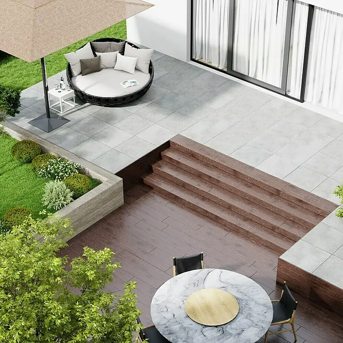 Terrassenfliese Metropolis 2.0 - 59,7 x 59,7 x 2 cm, Light Grey, Matt - Stimmungsaufnahme