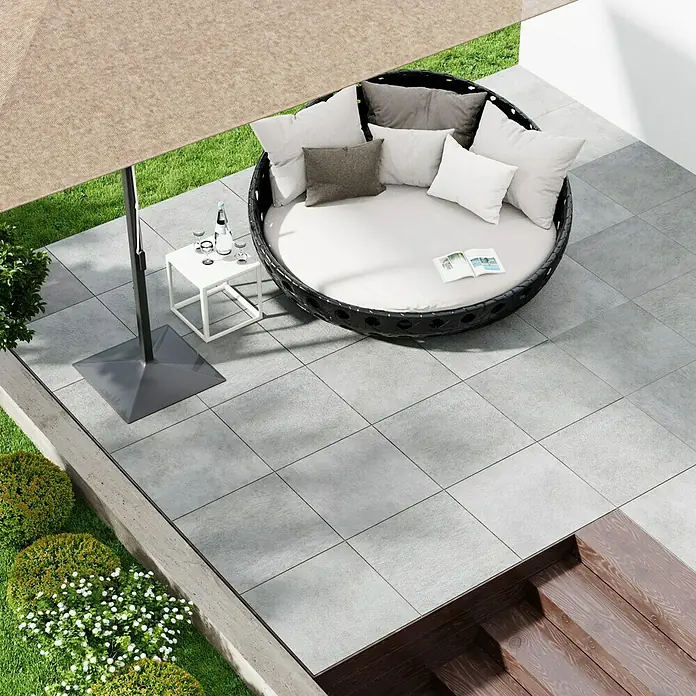 Terrassenfliese Metropolis 2.0 - 59,7 x 59,7 x 2 cm, Light Grey, Matt - Stimmungsaufnahme