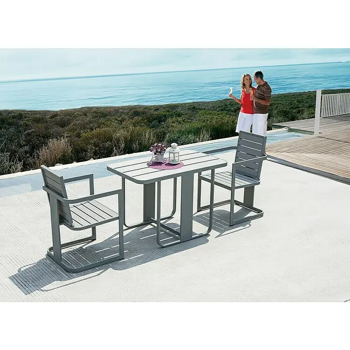 Balkonmöbel-Set - 3 -tlg., Polywood/Aluminium, Anthrazit - Stimmungsaufnahme