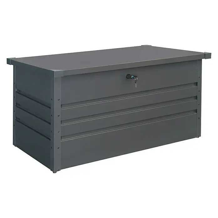 Gardol Garten-Aufbewahrungsbox - L x B x H: 132 x 62 x 62 cm, Anthrazit, Metall - Diagonale Ansicht