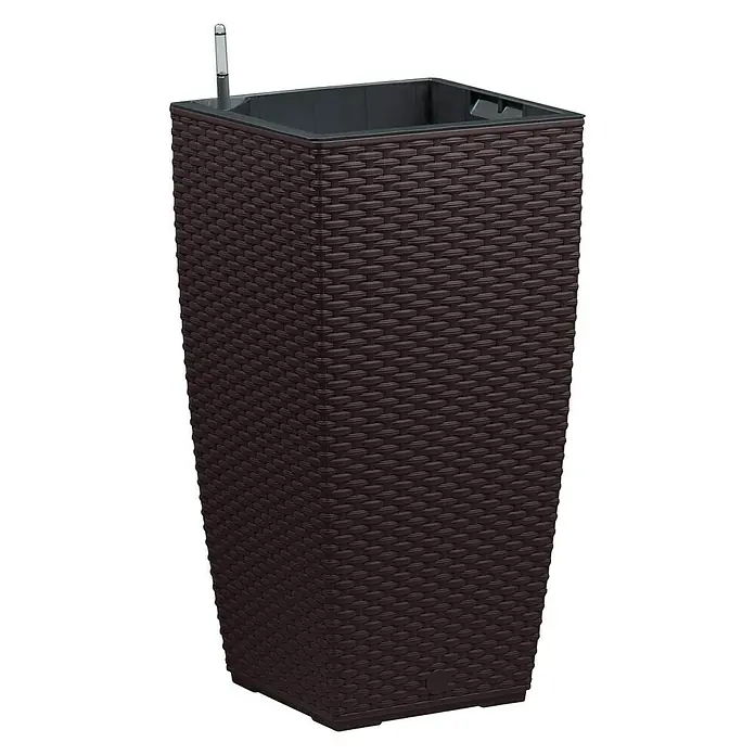 Poétic Casa Mesh Pflanzensäule - Außenmaß (L x B x H): 30 x 30 x 57 cm, Kunststoff, Mokka - Diagonale Ansicht