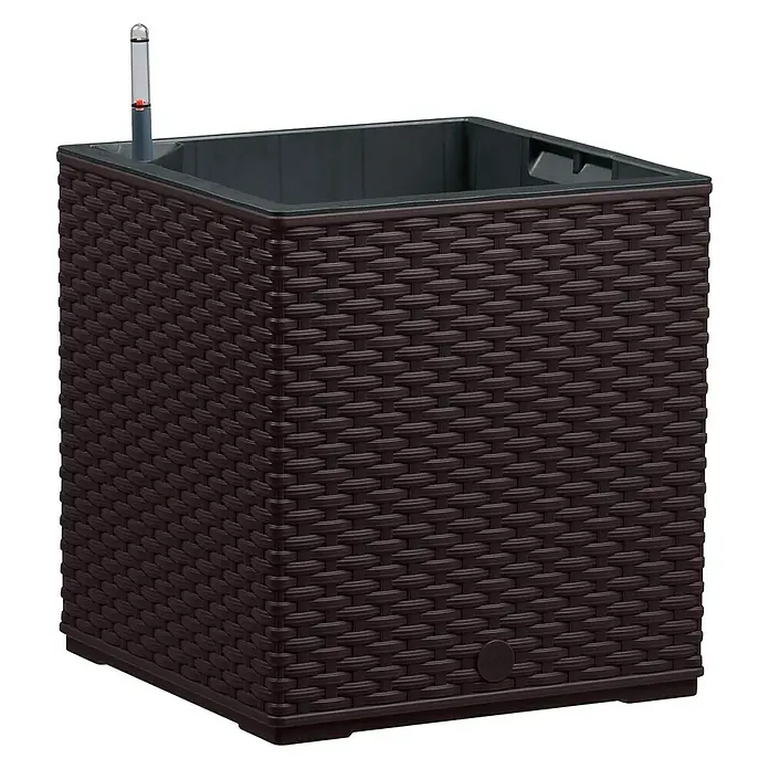 Poétic Casa Mesh Pflanzkasten - Außenmaß (L x B x H): 30 x 30 x 31 cm, Kunststoff, Mokka - Diagonale Ansicht