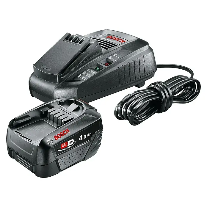 Bosch 18 V Power for All Akku & Ladegerät Starter Set - 18 V, 1 Akku, 4 Ah - Diagonale Ansicht