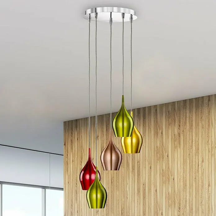Searchlight Pendelleuchte Vibrant - 200 W, L x B x H: 31 x 30,5 x 160 cm, Bunt, E14 - Bildausschnitt
