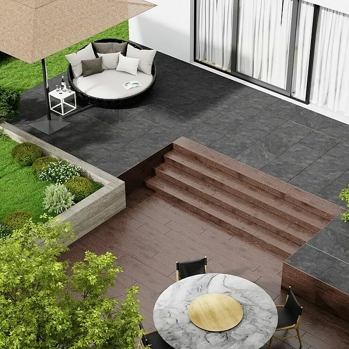 Terrassenfliese Atakama - 59,3 x 59,3 x 2 cm, Grau, Matt - Stimmungsaufnahme