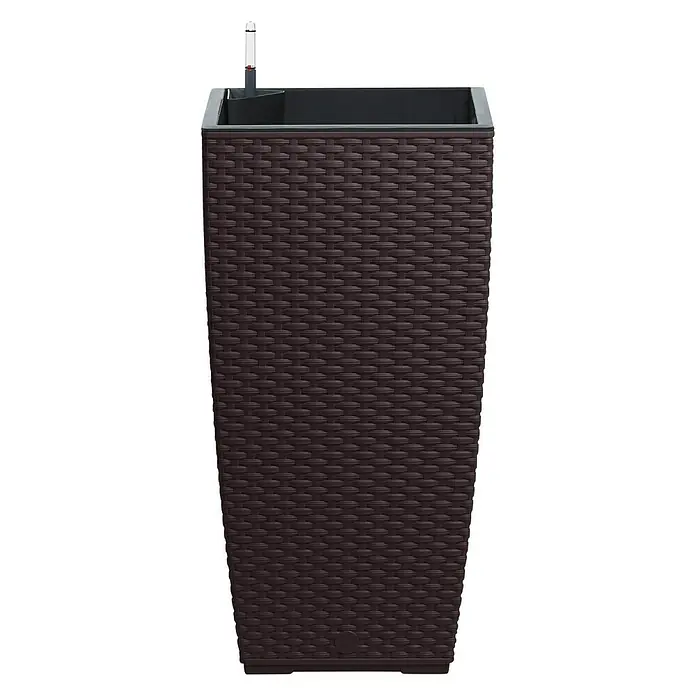 Poétic Casa Mesh Pflanzensäule - Außenmaß (L x B x H): 30 x 30 x 57 cm, Kunststoff, Mokka - Diagonale Ansicht