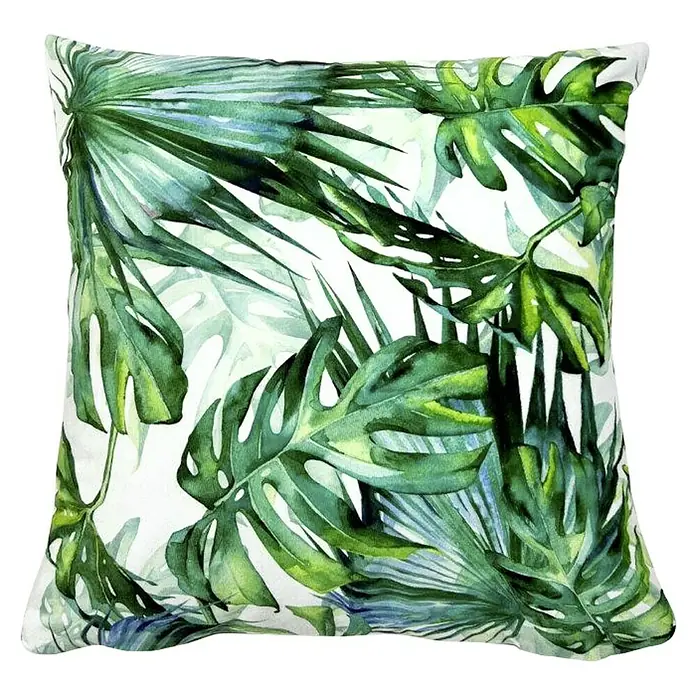 Kissen Blatt - Green, 45 x 45 cm, 100 % Polyester - Vorderansicht