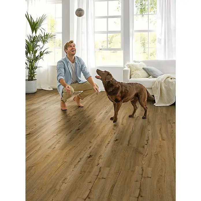 Decolife Vinylboden Comfort Rustic Oak - 1.220 x 185 x 10,5 mm, Landhausdiele - Stimmungsaufnahme