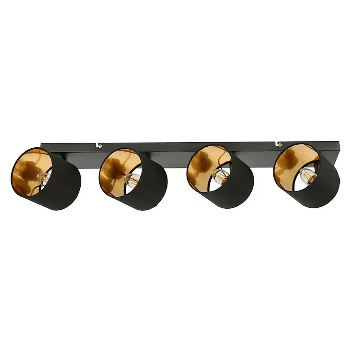 Reality Leuchten Tommy Deckenstrahler - 28 W, L x B x H: 17,6 x 70 x 19 cm, Schwarz, E14, 4 Stk. - Diagonale Ansicht