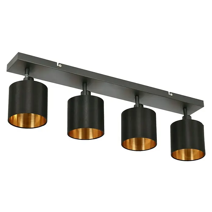 Reality Leuchten Tommy Deckenstrahler - 28 W, L x B x H: 17,6 x 70 x 19 cm, Schwarz, E14, 4 Stk. - Diagonale Ansicht