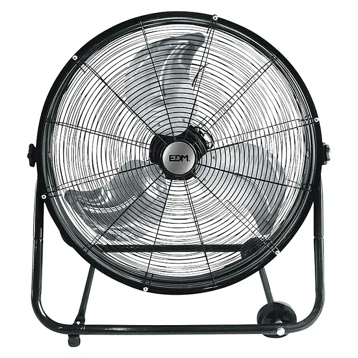 Ventilador de suelo Industrial con ruedas - Negro, Diámetro: 60 cm, 180 W - Vista frontal