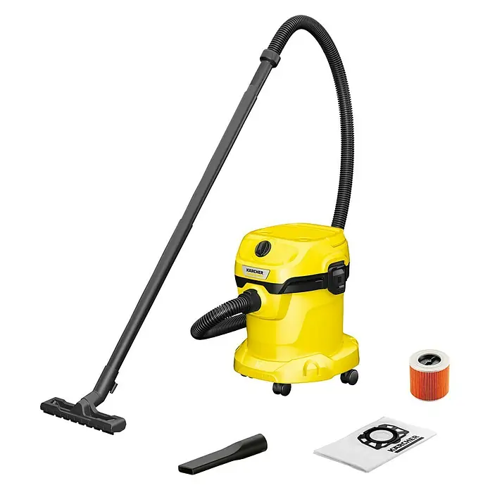 Kärcher Aspirador en seco y húmedo WD 2 Plus - 1.000 W, Volumen de recipiente: 15 l - Vista angular