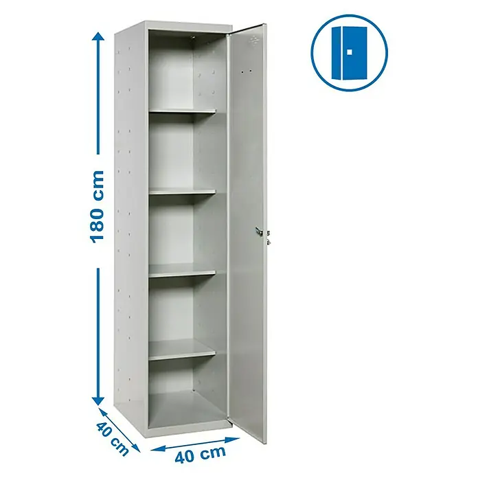 Simonrack Simonlocker Armario Professional Cabinet - L x An x Al: 40 x 40 x 180 cm, Gris, Número de puertas: 1 ud. - Dibujo técnico