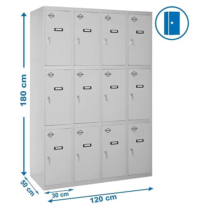 Simonrack Simonlocker Taquilla Prof. Doors - L x An x Al: 50 x 120 x 180 cm, Número de puertas: 12 ud. - Dibujo técnico
