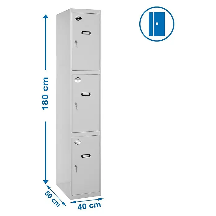 Simonrack Simonlocker Taquilla Prof. Doors - L x An x Al: 50 x 40 x 180 cm, Número de puertas: 3 ud. - Dibujo técnico