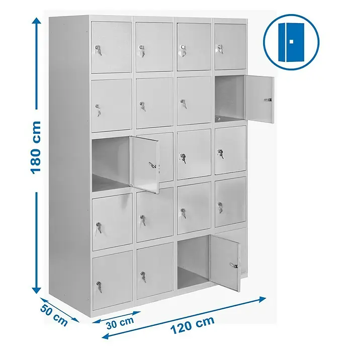 Simonrack Simonlocker Taquilla Prof. Doors - L x An x Al: 50 x 120 x 180 cm, Número de puertas: 20 ud. - Dibujo técnico