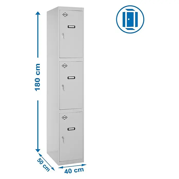 Simonrack Simonlocker Taquilla Prof. Inicial Desmontada - 50 x 40 x 180 cm, Número de puertas: 3 ud. - Dibujo técnico