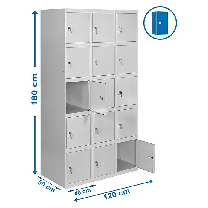 Simonrack Simonlocker Taquilla Prof. Doors - L x An x Al: 50 x 120 x 180 cm, Número de puertas: 15 ud. - Dibujo técnico