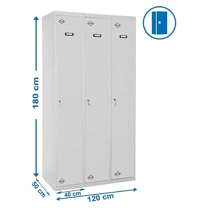Simonrack Simonlocker Taquilla Prof. Single - L x An x Al: 50 x 120 x 180 cm, Número de puertas: 3 ud. - Dibujo técnico