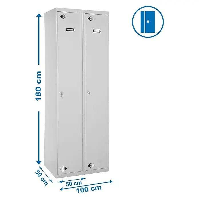 Simonrack Simonlocker Taquilla Prof. Single-Divider - L x An x Al: 50 x 100 x 180 cm, Número de puertas: 2 ud. - Dibujo técnico