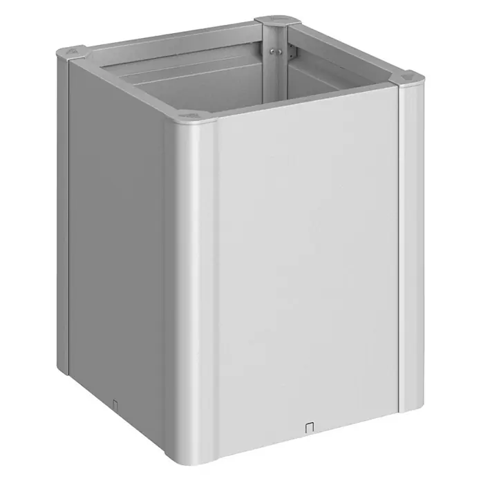 Biohort Hochbeet Belvedere - L x B x H: 53 x 53 x 61 cm, Silber Metallic, Stahl - Diagonale Ansicht