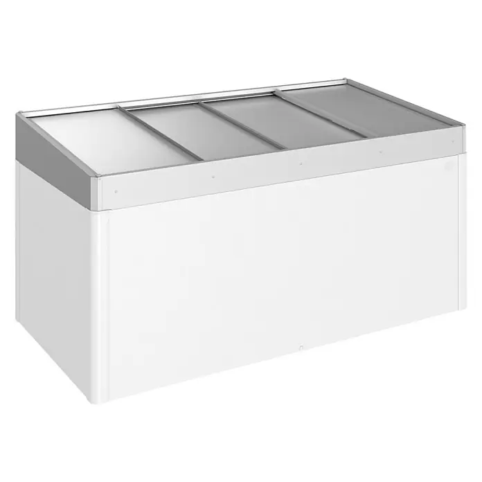 Biohort Frühbeet-Aufsatz - Passend für: Biohort Hochbeet Gr. 2x1 , Silber Metallic - Diagonale Ansicht