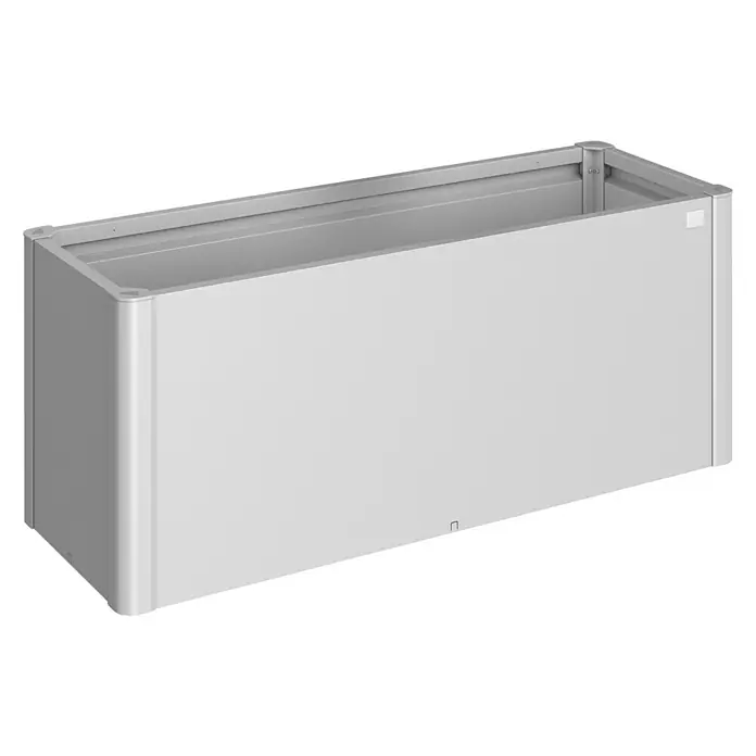 Biohort Hochbeet Belvedere - L x B x H: 53 x 152 x 61 cm, Silber Metallic, Stahl - Diagonale Ansicht