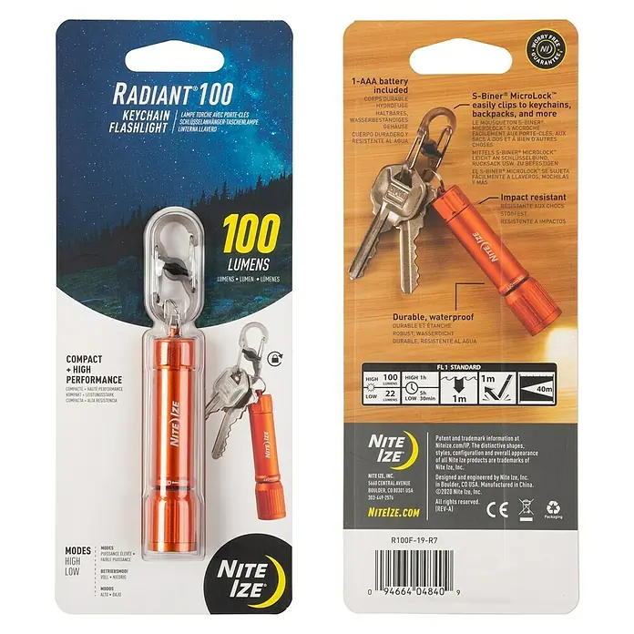 Nite Ize LED-Taschenlampe - Orange/Silber - Vorderansicht