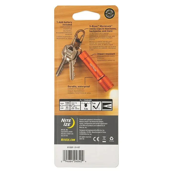 Nite Ize LED-Taschenlampe - Orange/Silber - Rückansicht