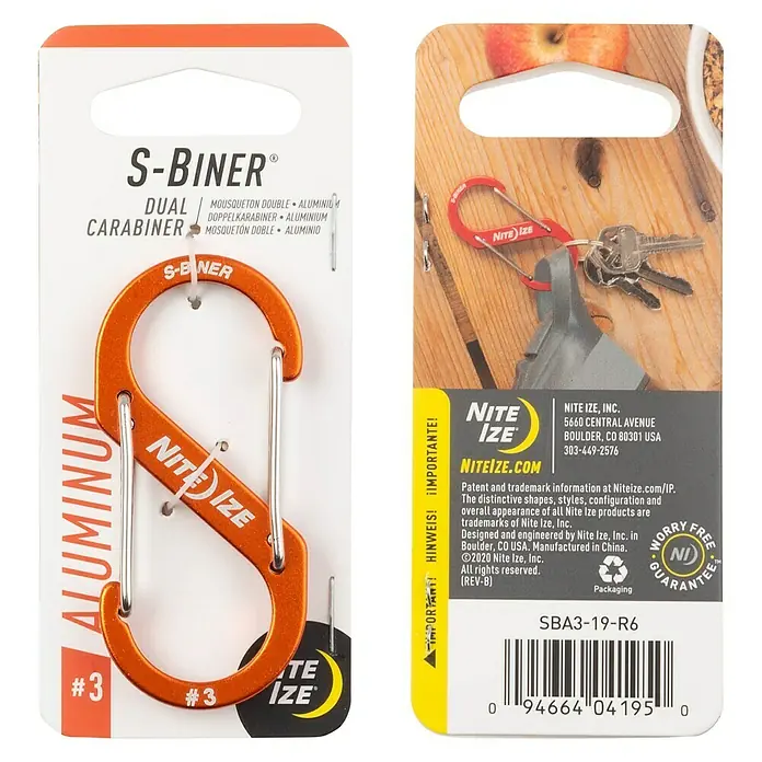 Nite Ize Doppelkarabiner - 69 x 31 mm, Metall, Orange - Vorderansicht