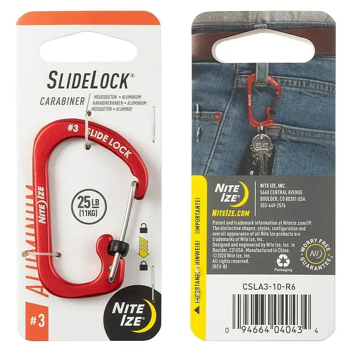 Nite Ize Karabinerhaken - 58 x 38 mm, Metall, Rot, Zugfestigkeit: 11 kg - Vorderansicht