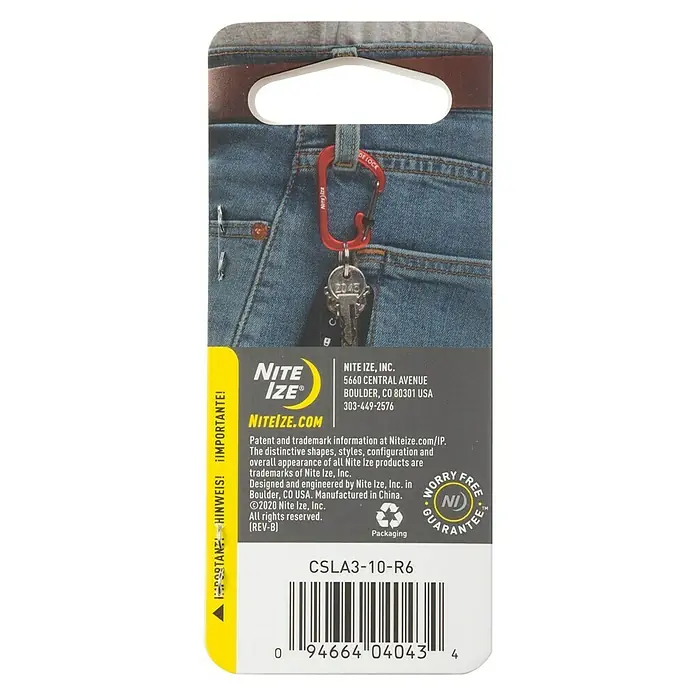 Nite Ize Karabinerhaken - 58 x 38 mm, Metall, Rot, Zugfestigkeit: 11 kg - Rückansicht
